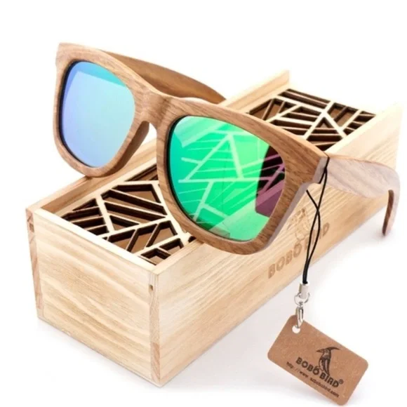 🌱BAMBOO MEN’S POLARIZED WOOD SUNGLASSES *NWT* 🌱 - Picture 1 of 8